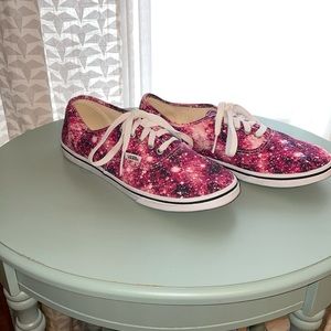Vans casual sneakers- Women’s size 8, Men’s size 6.5, pink, purple galaxy print